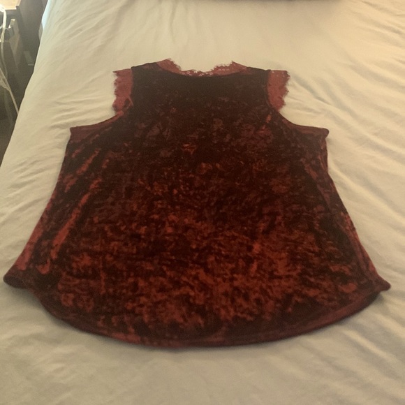 Faux Crushed Velvet Sleeveless Top, Size Small, Maroon - Picture 2 of 2
